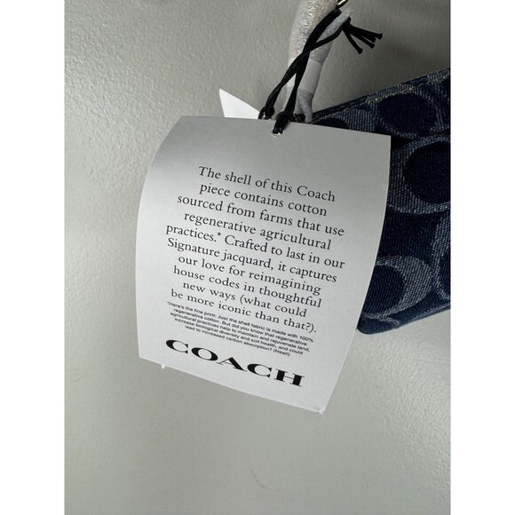 NWT Coach Nolita Barrel Bag In Denim Signature Jacquard Gold Midnight Navy - Picture 8 of 8